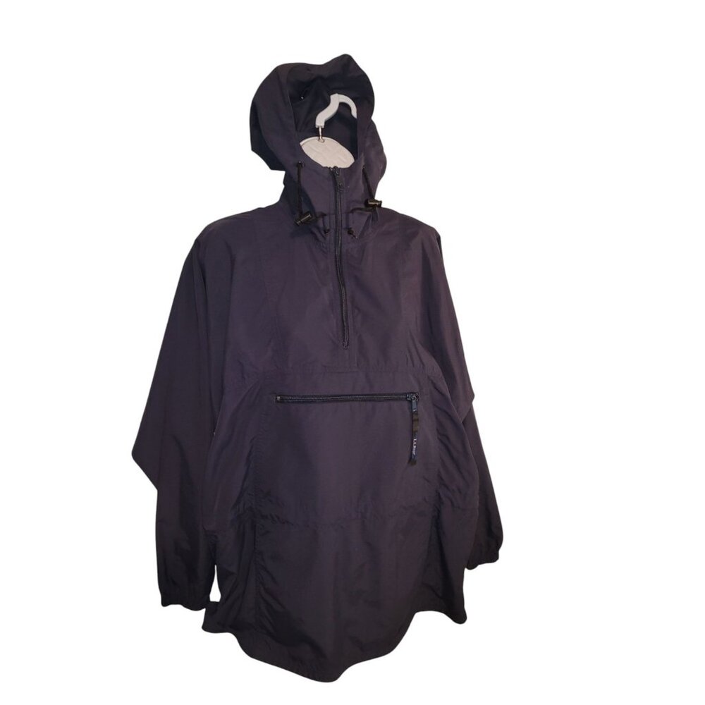 Vintage 90s LL Bean Anorak Pullover Hooded Windbreak Rain Jacket Women MEDIUM
